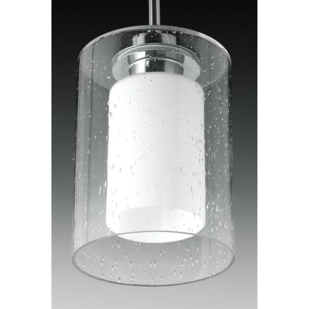 Graphite Double Glass Mini Pendant Light with Seeded and Etched Glass