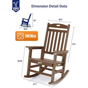 Teak Plastic Patio Outdoor Rocking Chair, Fire Pit Adirondack Rocker Chair with High Backrest(2-Pack)