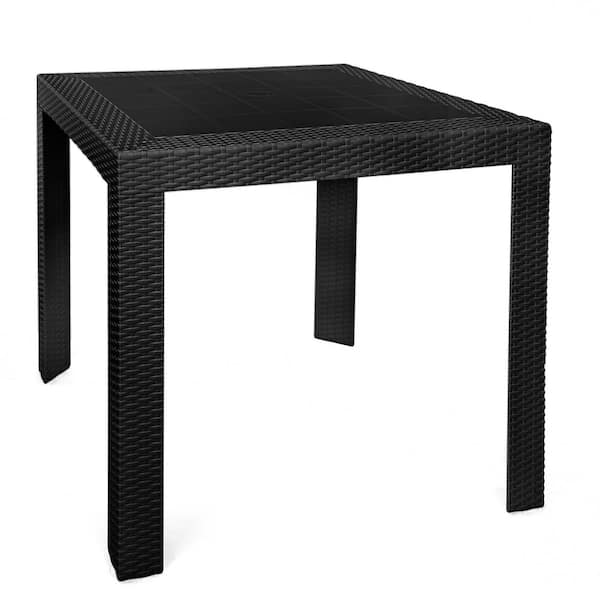 Leisuremod Mace Black Square Plastic Outdoor Dining Table