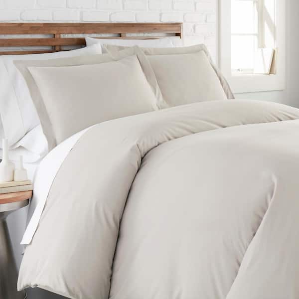 SOUTHSHORE FINE LINENS Vilano Classic 3-Piece Bone King/Cakifornia King Micorfiber Duvet Cover Set