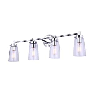 Rory 30 in. 4-Light Chrome Vanity Light with Clear Glass Shade
