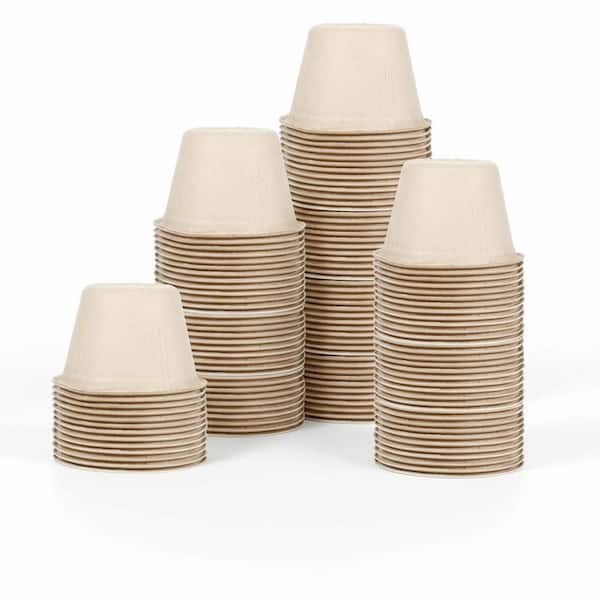 Portion Cup 100 Pack 4 oz White Compostable Bagasse Fiber Food Storage Cups with Lids for Sauce
