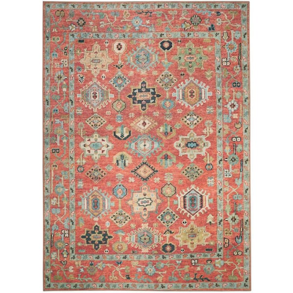 Nourison Vintage Washables Rust Multicolor 5 ft. x 7 ft. Floral Traditional Area Rug