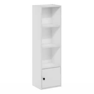 Luder 12 in. W White 3-Shelf Bookcase with 1-Door