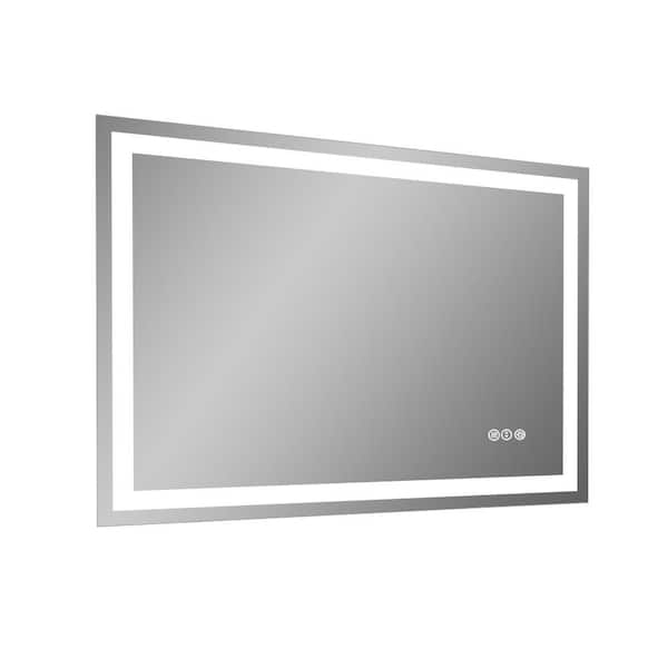 Unbranded 48 in. W x 36 in. H LED Front Light 3 Color Rectangular Aluminum Frameless Wall Bathroom Vanity Mirror in Clear