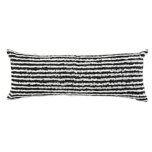 Wispy Ways Black / Cream Striped Textured Poly-fill 14 in. x 36 in. Throw Pillow
