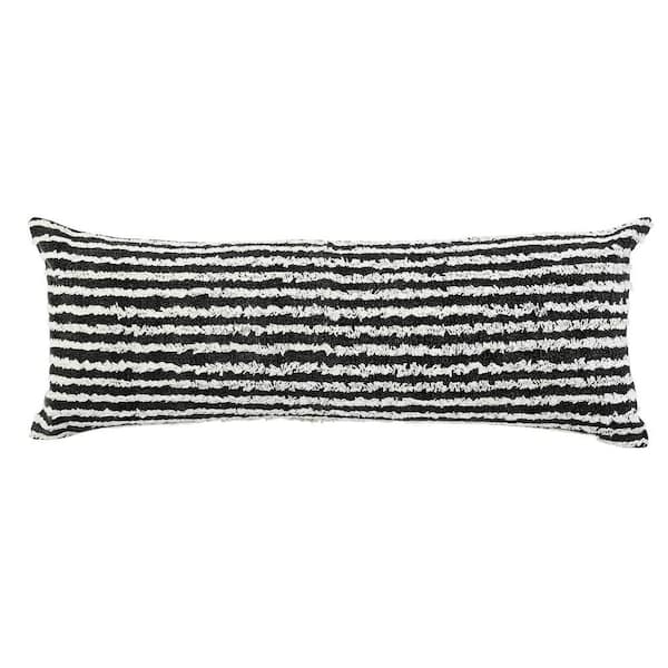 LR Home Wispy Ways Black / Cream Striped Textured Poly-fill 14 in. x 36 in. Indoor Throw Pillow