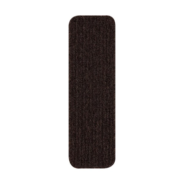 Beverly Rug Diego Brown 28 in. x 8.7 in. Solid Non-Slip Rubber Back Stair Tread Cover (Set of 15)