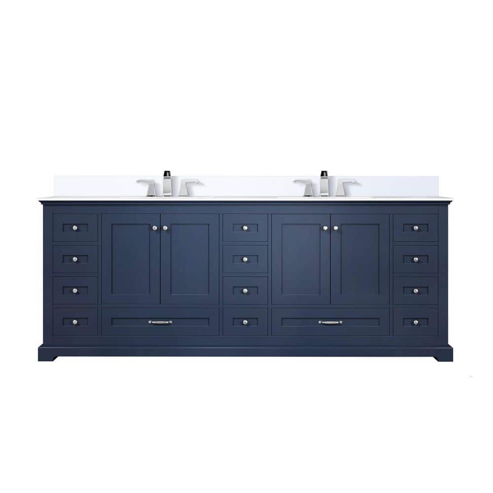 Dukes 84 in. W x 22 in. D Navy Blue Double Bath Vanity with White Quartz Top, and Faucet Set price history on PriceWatchPro