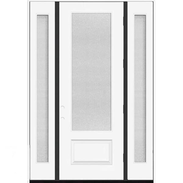 Palisade 68in. x 80in. 3/4L MicroGranite Impact Glass LHOS Unfinished Fiberglass Prehung Front Door w/Dbl-14in. SL4-9/16
