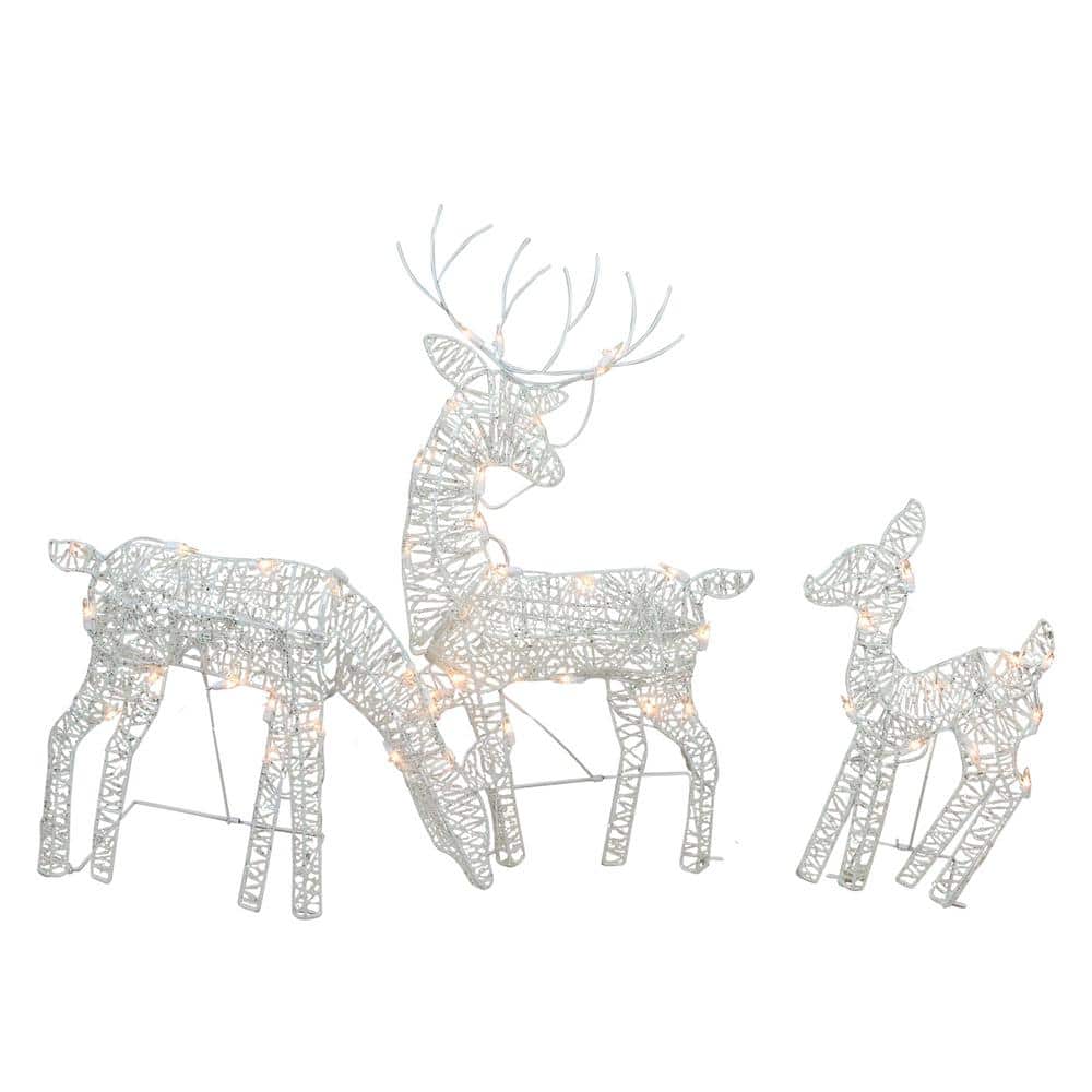 30 in. Christmas Outdoor Decoration White Glittered Doe Fawn and Reindeer Lighted (3-Pack) price history on PriceWatchPro