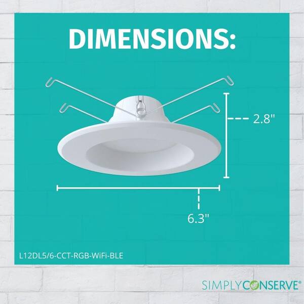 Simply Conserve 5/6 in. Smart Wi-Fi Plus BLE 12-Watt LED Recessed Downlight  Retrofit (4-Pack) L12DL5/6-CCT-RGB-WIFI-BLE-4PK - The Home Depot
