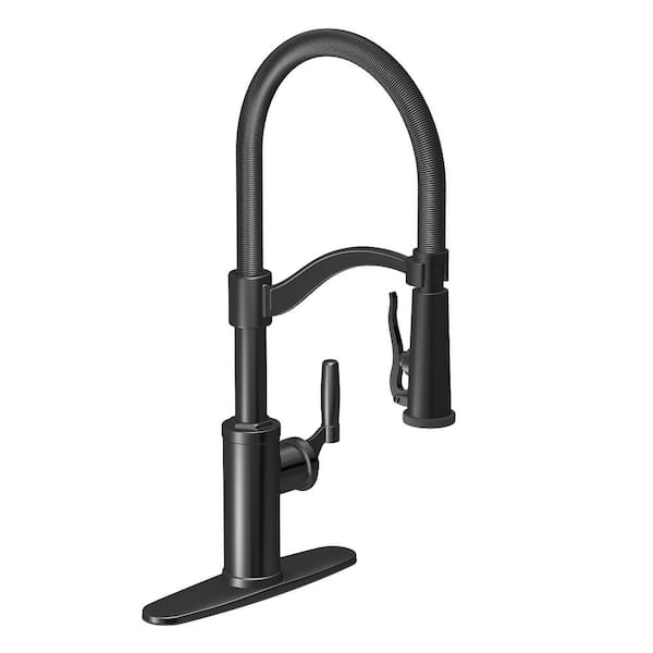 Glacier Bay Bryson Single-Handle Spring Sprayer Kitchen Faucet with Metal Sprayer in Matte Black