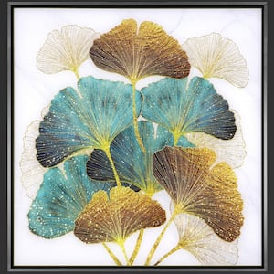 "Art of Ginkgo Biloba" Glass Framed Wall Mural Decorate Art Print 24 in. x 24 in.