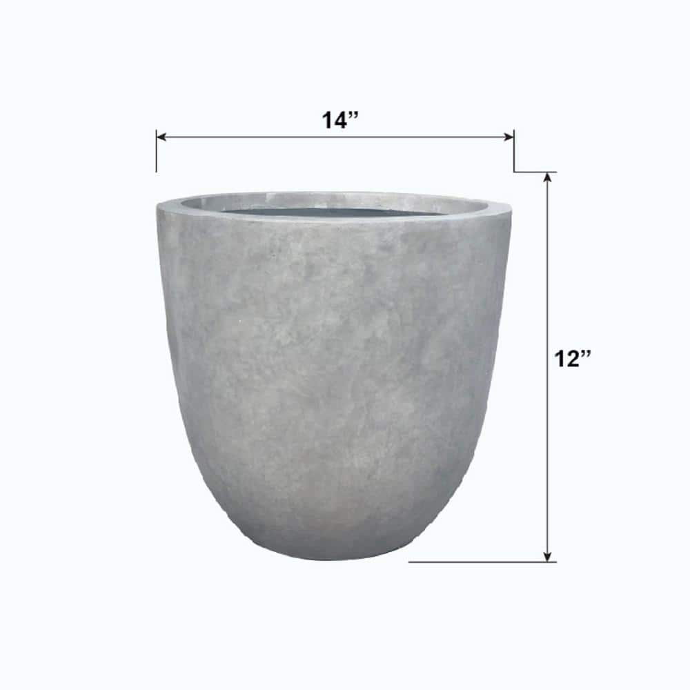 16.93" Round Gray Concrete Outdoor Planter