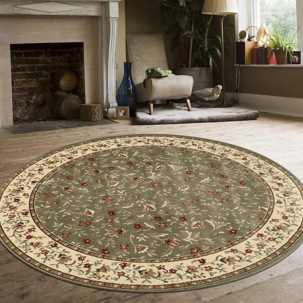 RADICI USA Como Sage 8 ft. Round Traditional Floral Area Rug - image 3