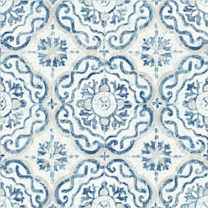 Blue Talavera Tile Peel and Stick Wallpaper Sample
