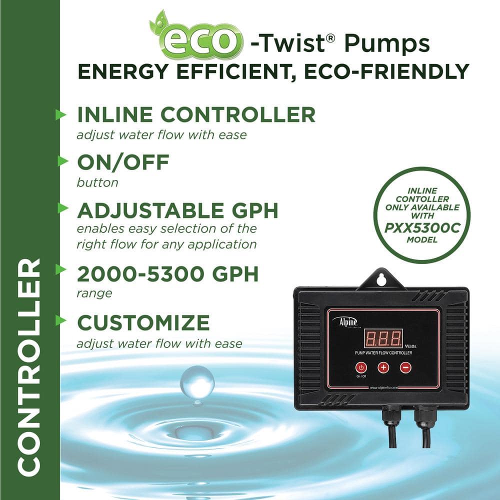 5300GPH Black and Red Ceramic Pond Pump with Controller