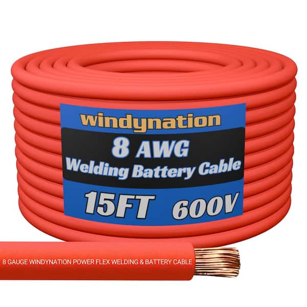 WindyNation 8-Gauge 15 ft. Red Welding Cable