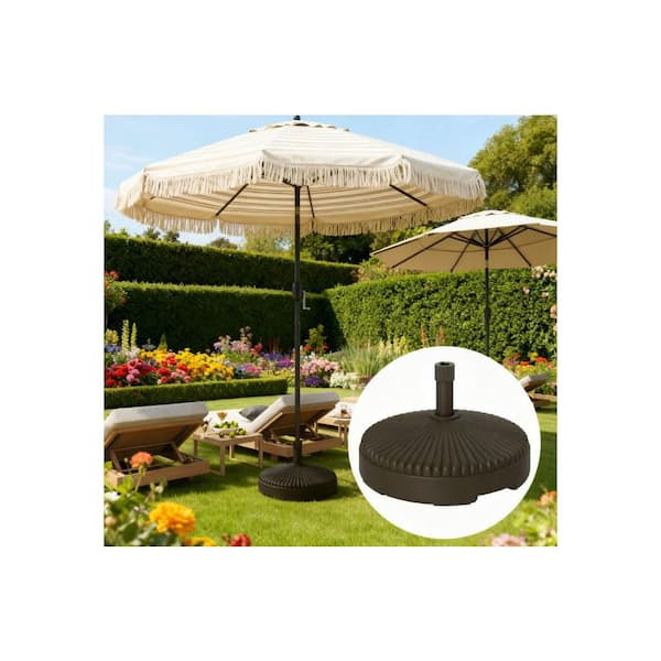 Unbranded 62 lb. Fillable Capacity HDPE Plastic Patio Umbrella Base in  Brown, Round Umbrella Base for 1.3", 1.5" Pole 26-DJ-851