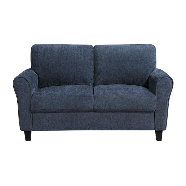 Lazzara Aleron 58 in W Blue Chenille Upholstery 2-Seater Loveseat