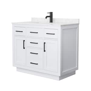Beckett TK 42 in. W x 22 in. D x 35 in. H Single Bath Vanity in White with Carrara Cultured Marble Top