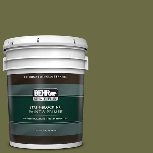 BEHR ULTRA 5 gal. Home Decorators Collection #HDC-CL-20 Portsmouth Olive Semi-Gloss Enamel Exterior Paint & Primer