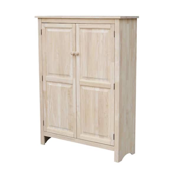 Solid Wood Storage Cabinet Unfinished Pine Tall Kitchen Pantry