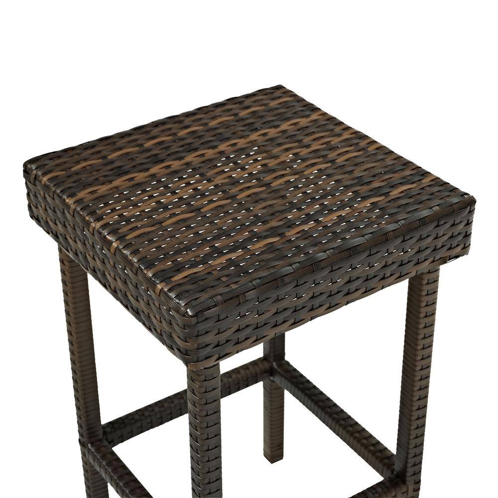 Palm Harbor Brown Wicker Outdoor Bar Height Stool Set