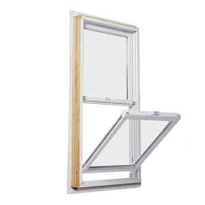 27-1/2 in. x 41-1/2 in. 200 Series White Double-Hung Clad Wood Window with White Interior, Low-E Glass & White Hardware