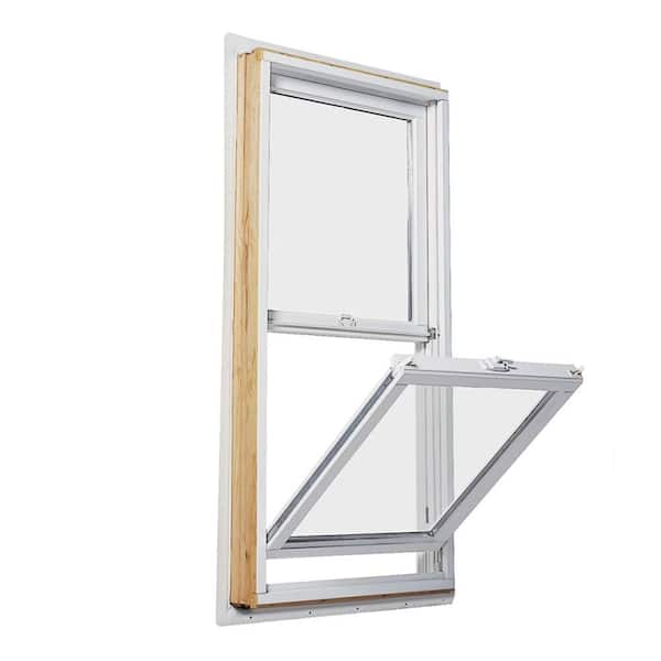 27-1/2 in. x 53-1/2 in. 200-Series White Double-Hung Clad Wood Window with White Interior Low-E Glass and White Hardware