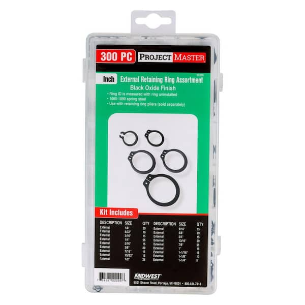 Inch Ext Retaining Ring Kit-Blk Ox