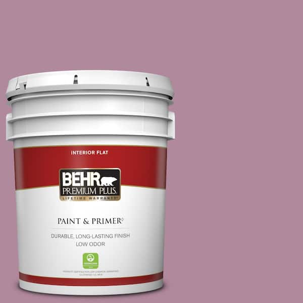 BEHR PREMIUM PLUS 5 gal. #690D-5 Winsome Rose Flat Low Odor Interior Paint & Primer