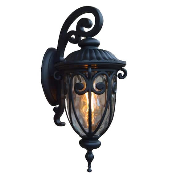 Unbranded Liam Black Dust to Dawn Outdoor Hardwired Lantern Sconce