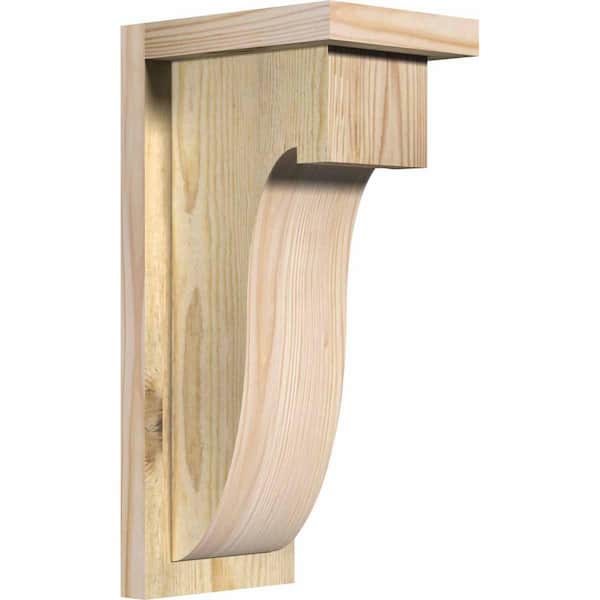 Ekena Millwork 6 in. x 8 in. x 16 in. Douglas Fir Del Monte Rough Sawn Corbel with Backplate