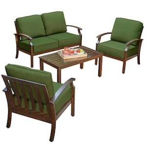 Bridgeport 4-Piece Metal Patio Conversation Set with Green Cushions