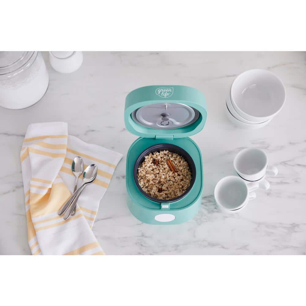 Turquoise 4-Cup Electric Rice Cooker with Ceramic Nonstick Pot