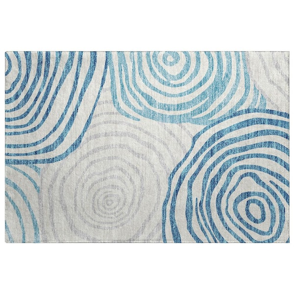 Dream Shag Premium Machine Washable Abstract ADS765 Teal 3 ft. x 4 ft. Area Rug