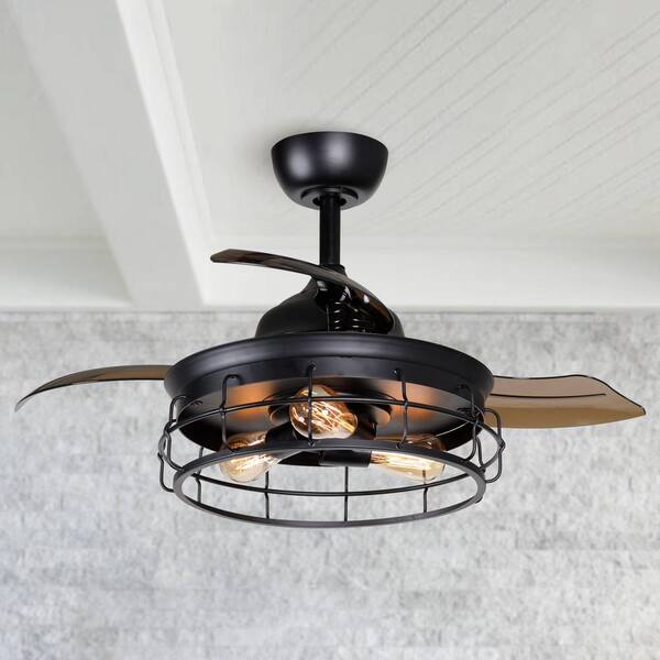 Indoor Black Retractable Ceiling Fan, Ceiling Fan With Lots Of Light