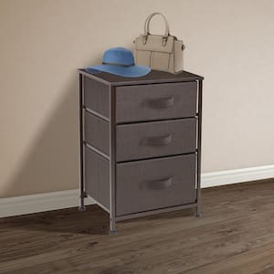 3-Drawer Brown Nightstand 24.62 in. H x 16.5 in. W x 24.62 in. D