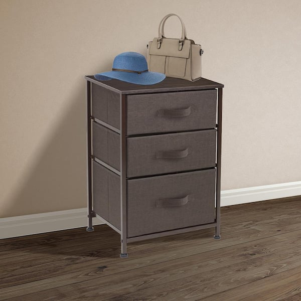 Sorbus 3-Drawer Brown Nightstand 24.62 in. H x 16.5 in. W x 24.62 in. D