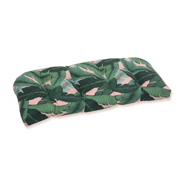 Pillow Perfect Tropical Rectangular Outdoor Bench Cushion in Green