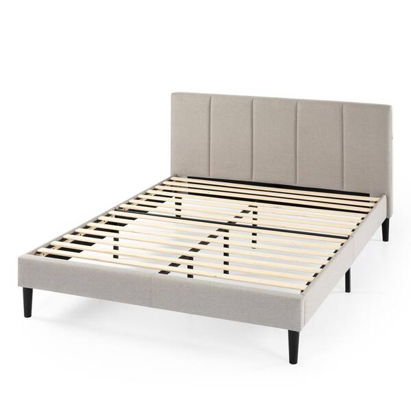 Zinus Maddon Beige Upholstered Full, Bed Frame With Usb Ports