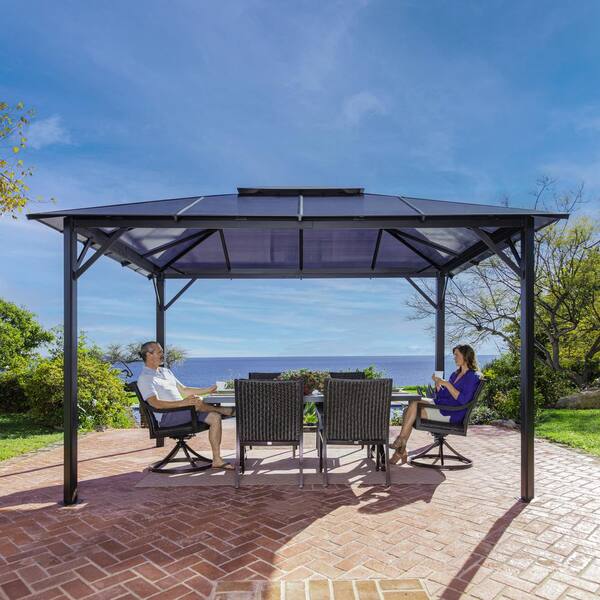 Paragon Outdoor Madrid 10 ft. x 12 ft. Aluminum Hard Top Gazebo with Poly-carbonate Roof