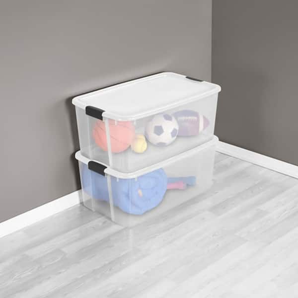 Closet Organizers and Storage, Folding Storage Box, Collapsible Totes, 4  Packs 8.4 Gal Clear Storage Bins, Stackable Storage Container, Shelves