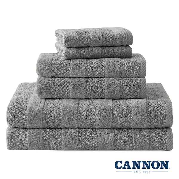 CANNON Shear Bliss Quick Dry 100 Cotton 2 Bath 2 Hand 2 Washcloth Towel Set Lightweight Design Absorbent Steeple Gray CANCAN204171 The Home Depot