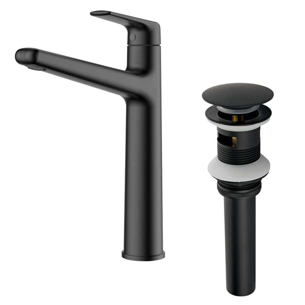 Modern Brass Single Handle Single Hole Bathroom Faucet with Pop-up Drain Included, Ceramic Disc Cartridge in Matte Black price history on PriceWatchPro