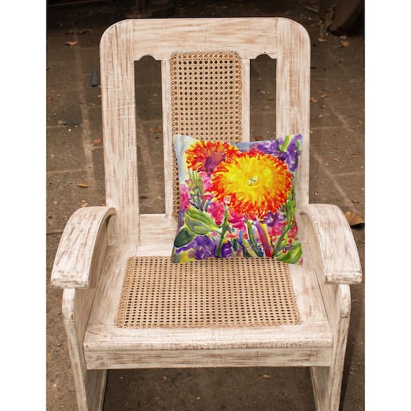 14 in. x 14 in. Multi-Color Lumbar Outdoor Throw Pillow Flower Aster Canvas