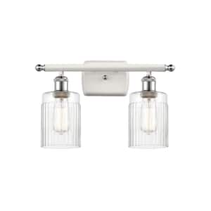 Hadley 16 in. 2-Light White and Polished Chrome Vanity Light with Clear Glass Shade
