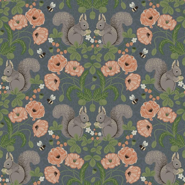 A-Street Prints Kurre Blue Woodland Damask Non Woven Paper Wallpaper Sample